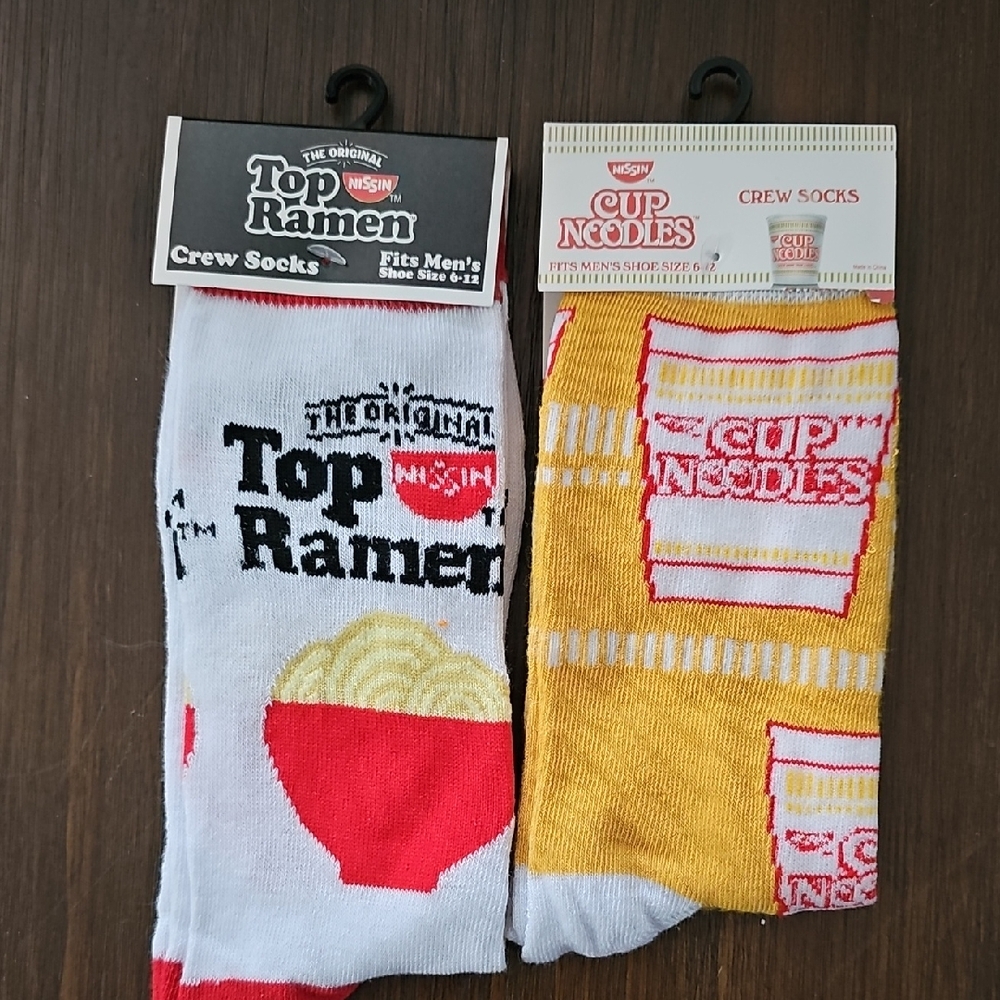ISSI Top Ramen and Cup Noodles Crew Socks - White, Red, Yellow